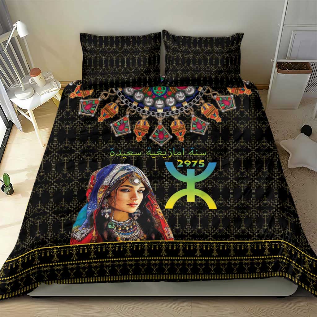 Happy Amazigh New Year Bedding Set With Women Amazigh - Berber Pattern - Wonder Print Shop