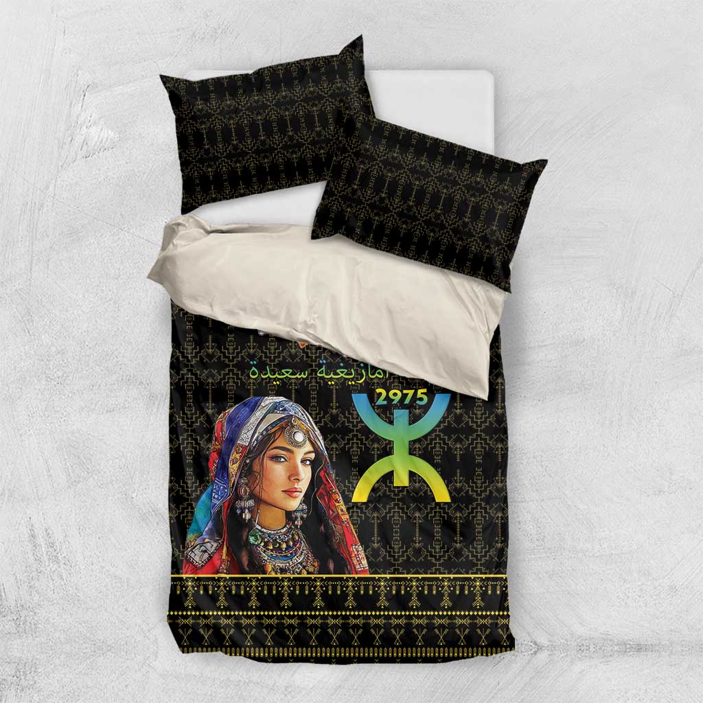 Happy Amazigh New Year Bedding Set With Women Amazigh - Berber Pattern - Wonder Print Shop