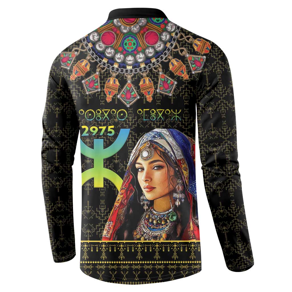 Happy Amazigh New Year Button Sweatshirt With Women Amazigh - Berber Pattern - Wonder Print Shop