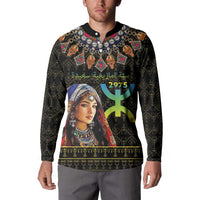 Happy Amazigh New Year Button Sweatshirt With Women Amazigh - Berber Pattern - Wonder Print Shop