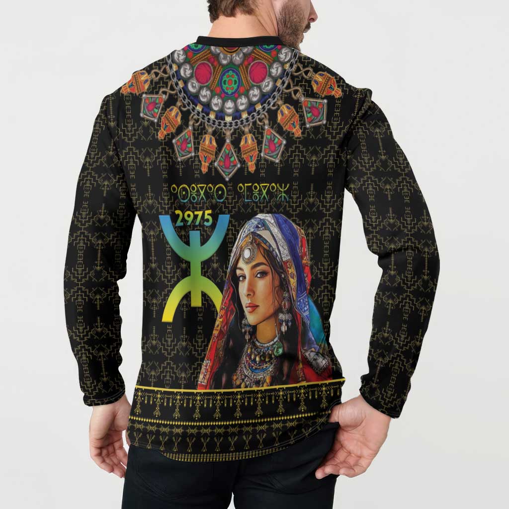 Happy Amazigh New Year Button Sweatshirt With Women Amazigh - Berber Pattern - Wonder Print Shop