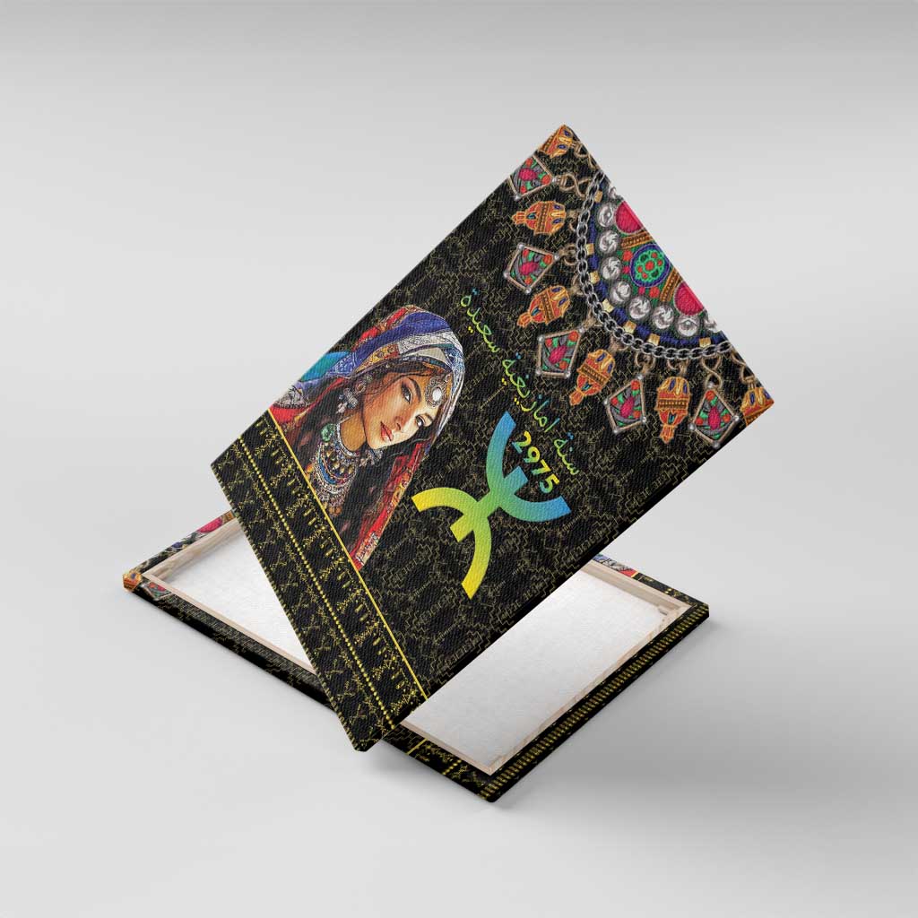 Happy Amazigh New Year Canvas Wall Art With Women Amazigh - Berber Pattern - Wonder Print Shop
