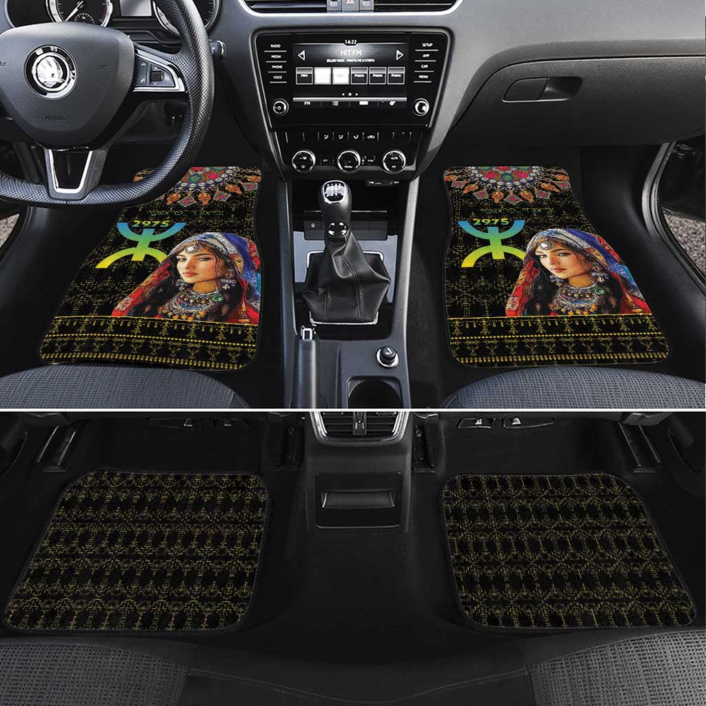 Happy Amazigh New Year Car Mats With Women Amazigh - Berber Pattern - Wonder Print Shop