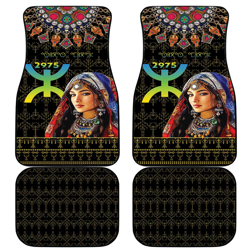 Happy Amazigh New Year Car Mats With Women Amazigh - Berber Pattern - Wonder Print Shop