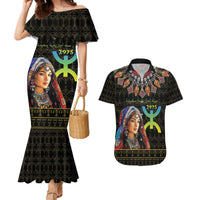 Happy Amazigh New Year Couples Matching Mermaid Dress and Hawaiian Shirt With Women Amazigh - Berber Pattern - Wonder Print Shop