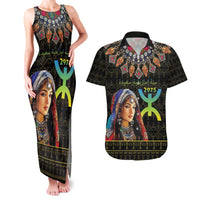 Happy Amazigh New Year Couples Matching Tank Maxi Dress and Hawaiian Shirt With Women Amazigh - Berber Pattern - Wonder Print Shop