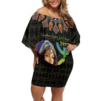 Happy Amazigh New Year Family Matching Off Shoulder Short Dress and Hawaiian Shirt With Women Amazigh - Berber Pattern - Wonder Print Shop