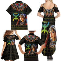 Happy Amazigh New Year Family Matching Summer Maxi Dress and Hawaiian Shirt With Women Amazigh - Berber Pattern - Wonder Print Shop