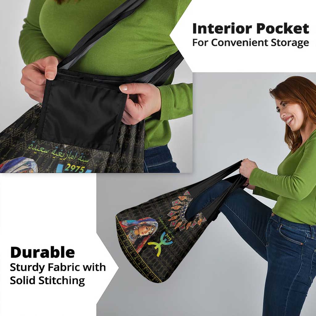 Happy Amazigh New Year Grocery Bag With Women Amazigh - Berber Pattern