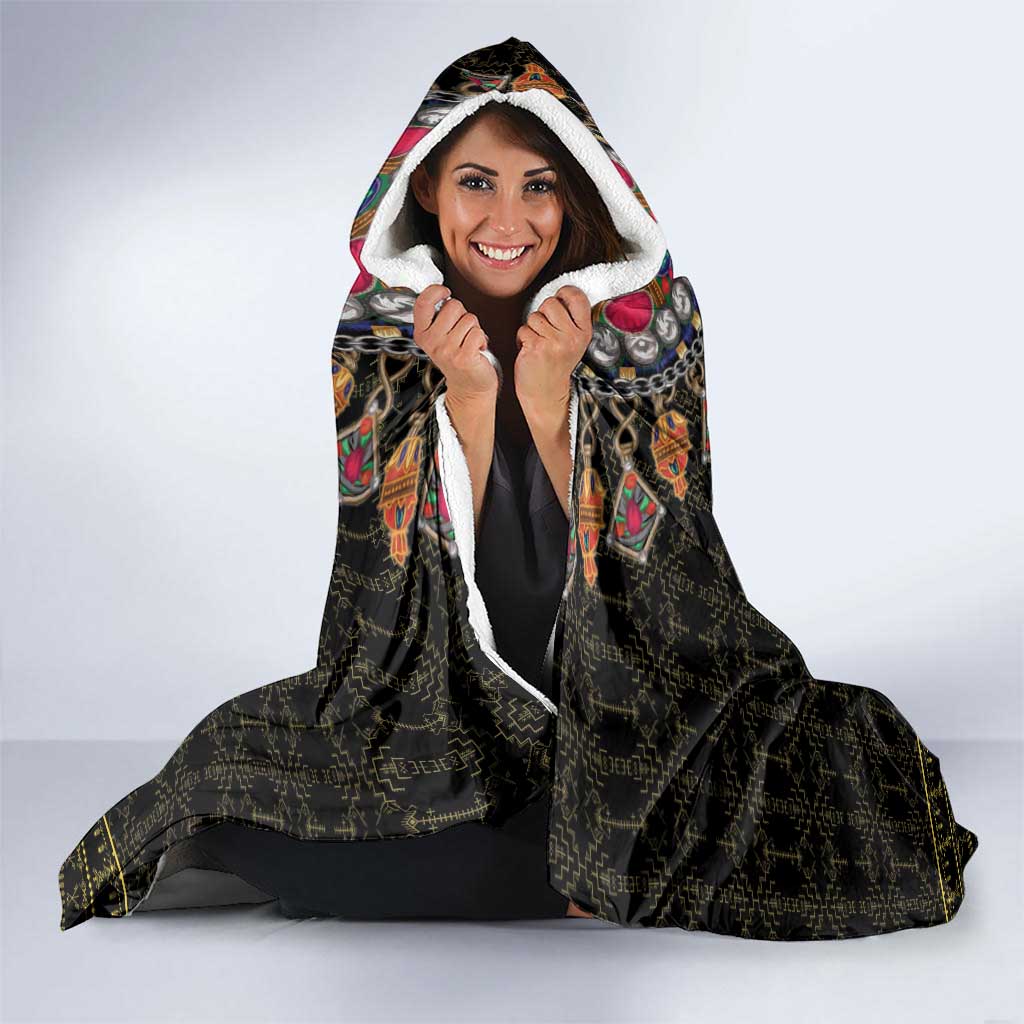 Happy Amazigh New Year Hooded Blanket With Women Amazigh - Berber Pattern