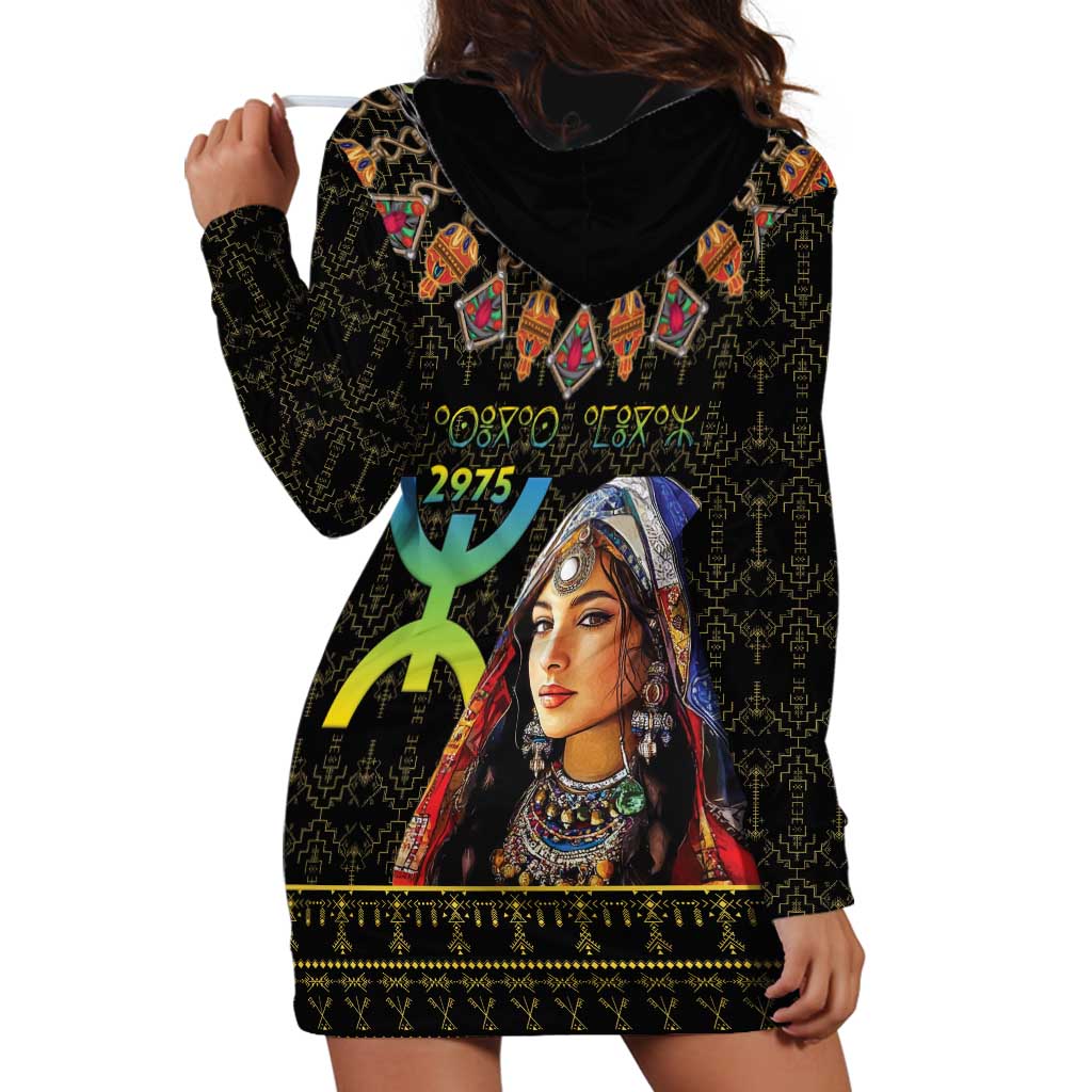 Happy Amazigh New Year Hoodie Dress With Women Amazigh - Berber Pattern - Wonder Print Shop