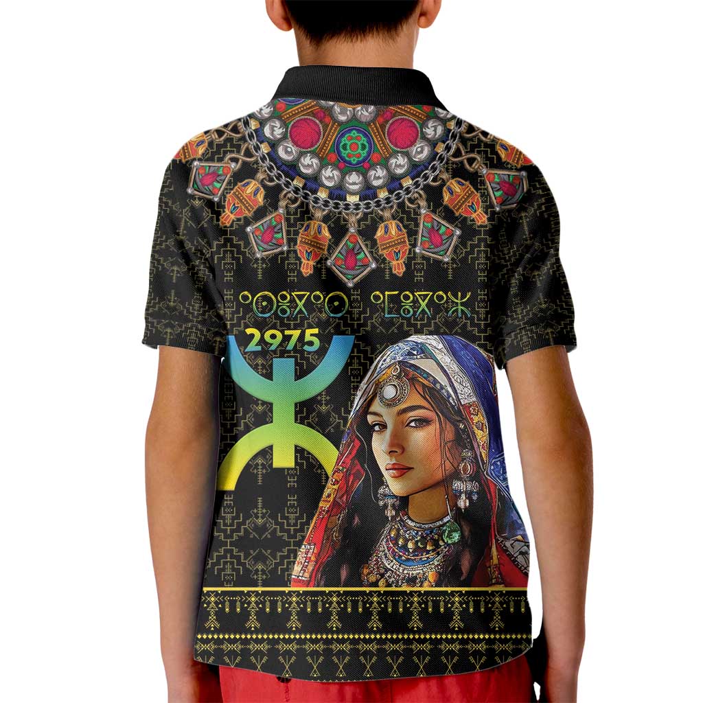 Happy Amazigh New Year Kid Polo Shirt With Women Amazigh - Berber Pattern - Wonder Print Shop