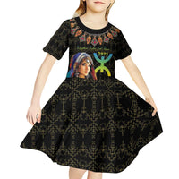 Happy Amazigh New Year Kid Short Sleeve Dress With Women Amazigh - Berber Pattern - Wonder Print Shop