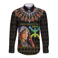Happy Amazigh New Year Long Sleeve Button Shirt With Women Amazigh - Berber Pattern - Wonder Print Shop