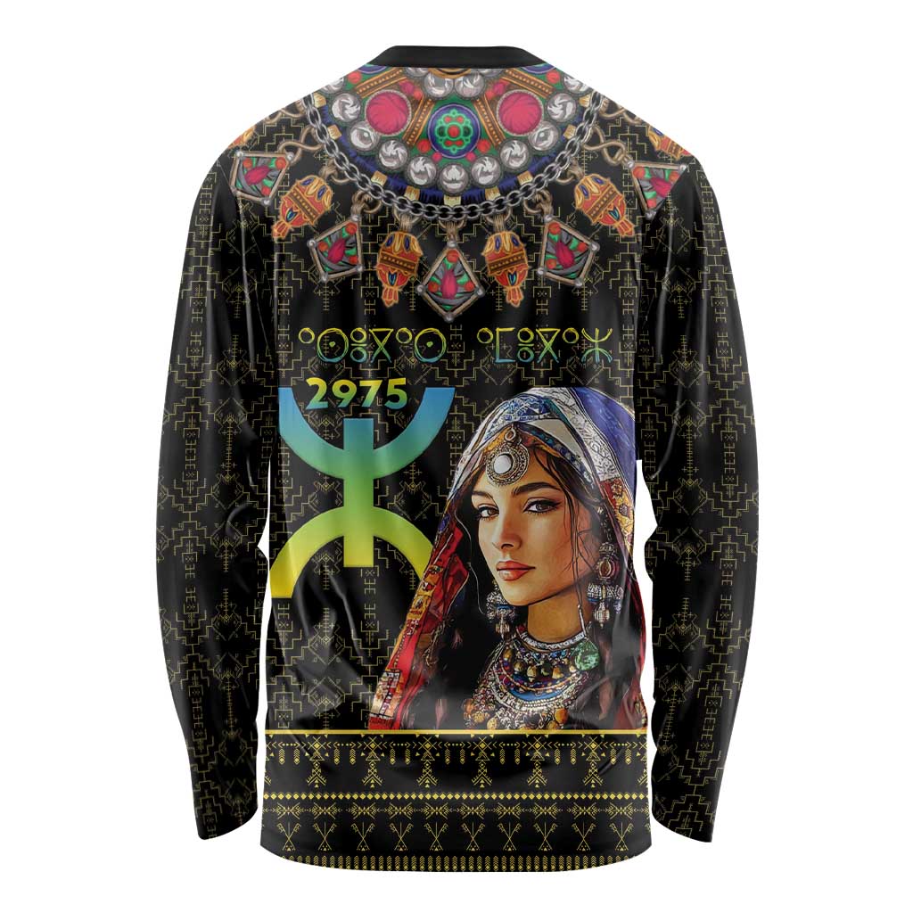 Happy Amazigh New Year Long Sleeve Shirt With Women Amazigh - Berber Pattern - Wonder Print Shop