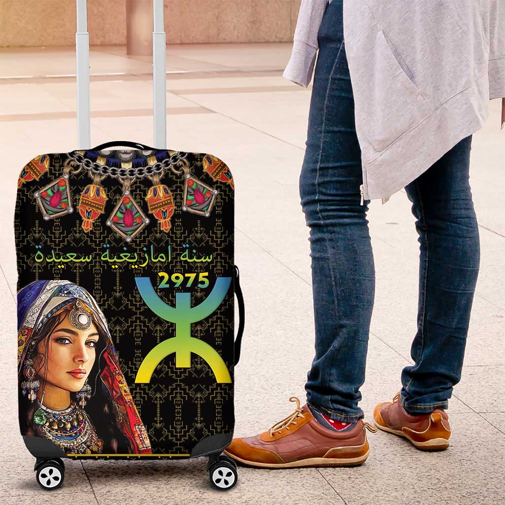 Happy Amazigh New Year Luggage Cover With Women Amazigh - Berber Pattern - Wonder Print Shop