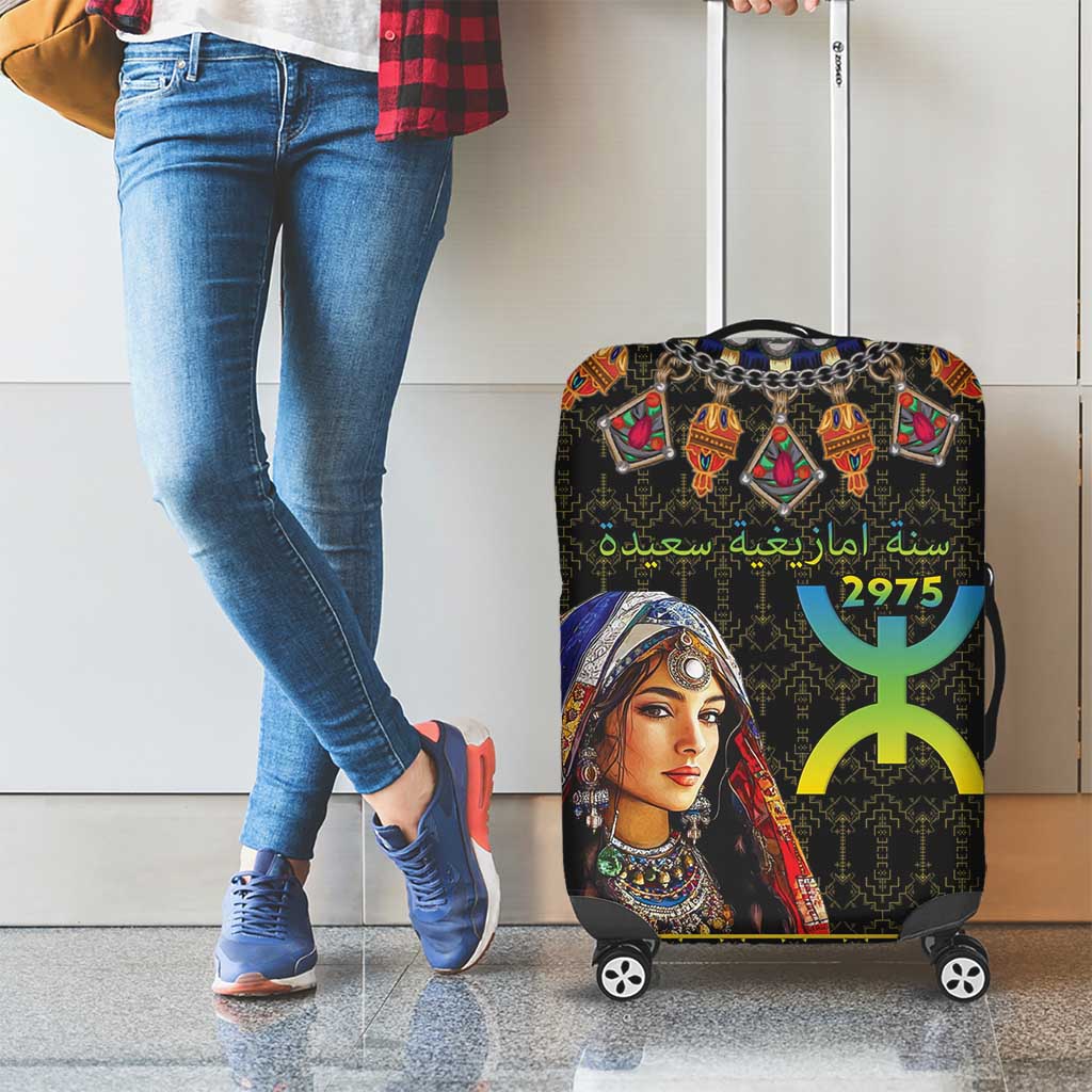 Happy Amazigh New Year Luggage Cover With Women Amazigh - Berber Pattern - Wonder Print Shop