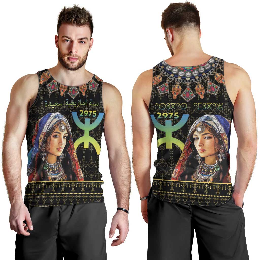 Happy Amazigh New Year Men Tank Top With Women Amazigh - Berber Pattern - Wonder Print Shop