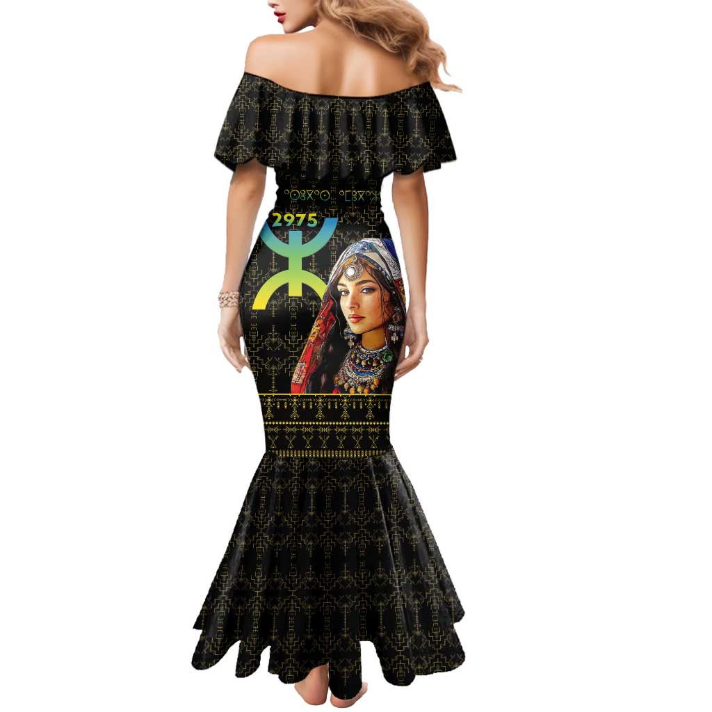 Happy Amazigh New Year Mermaid Dress With Women Amazigh - Berber Pattern - Wonder Print Shop