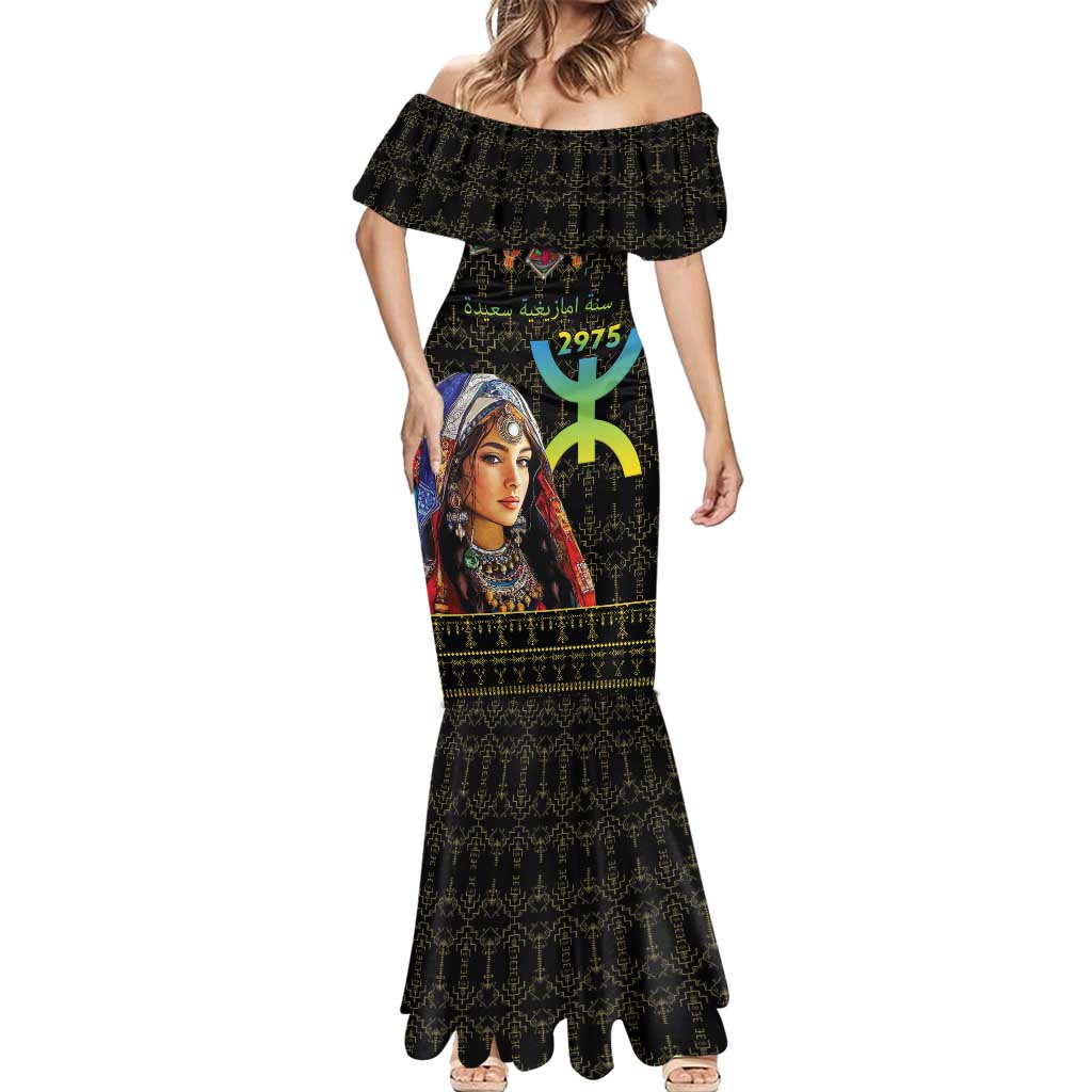 Happy Amazigh New Year Mermaid Dress With Women Amazigh - Berber Pattern - Wonder Print Shop
