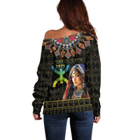 Happy Amazigh New Year Off Shoulder Sweater With Women Amazigh - Berber Pattern - Wonder Print Shop