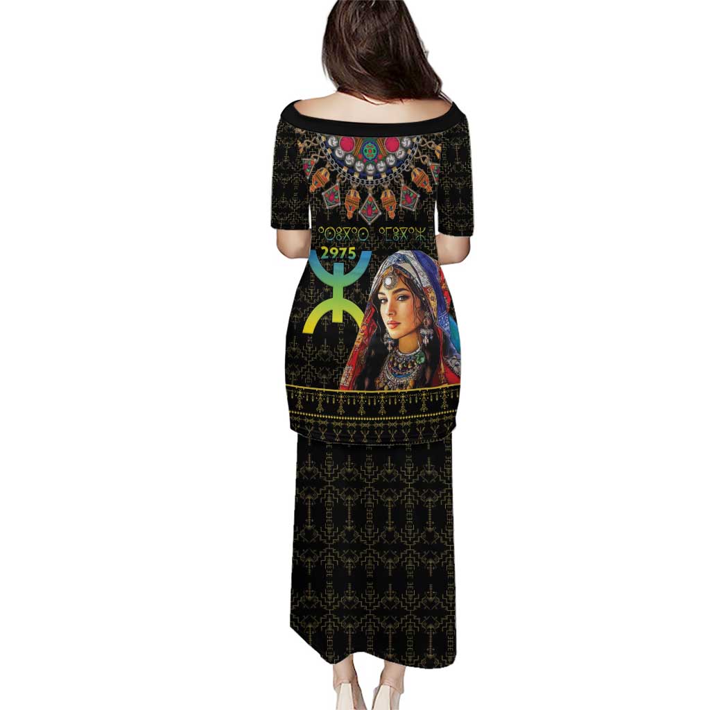 Happy Amazigh New Year Puletasi With Women Amazigh - Berber Pattern - Wonder Print Shop