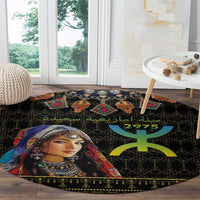 Happy Amazigh New Year Round Carpet With Women Amazigh - Berber Pattern