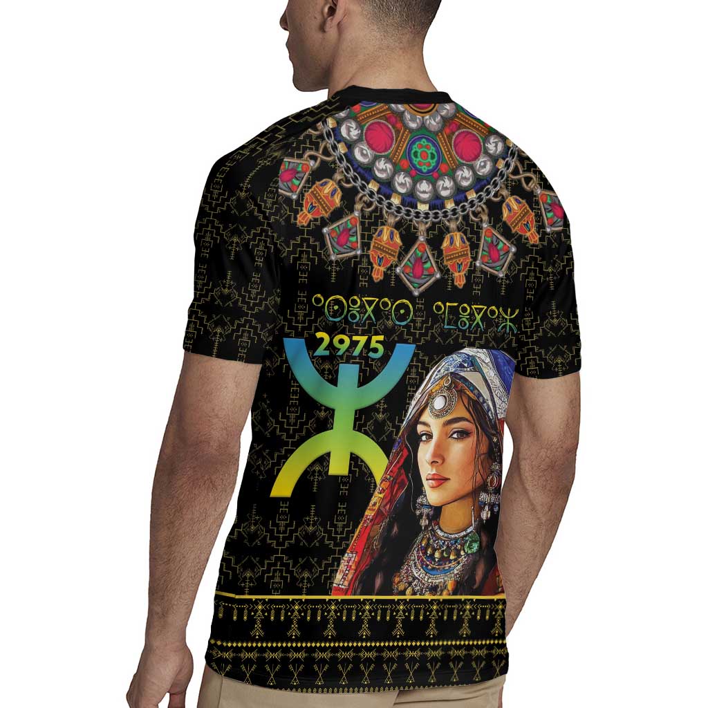 Happy Amazigh New Year Rugby Jersey With Women Amazigh - Berber Pattern - Wonder Print Shop