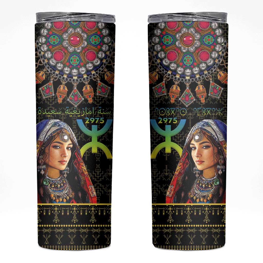 Happy Amazigh New Year Skinny Tumbler With Women Amazigh - Berber Pattern - Wonder Print Shop