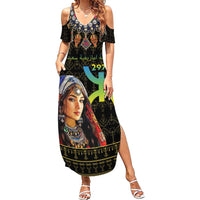Happy Amazigh New Year Summer Maxi Dress With Women Amazigh - Berber Pattern - Wonder Print Shop