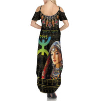 Happy Amazigh New Year Summer Maxi Dress With Women Amazigh - Berber Pattern - Wonder Print Shop