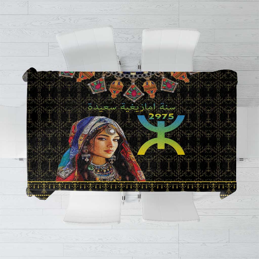 Happy Amazigh New Year Tablecloth With Women Amazigh - Berber Pattern - Wonder Print Shop