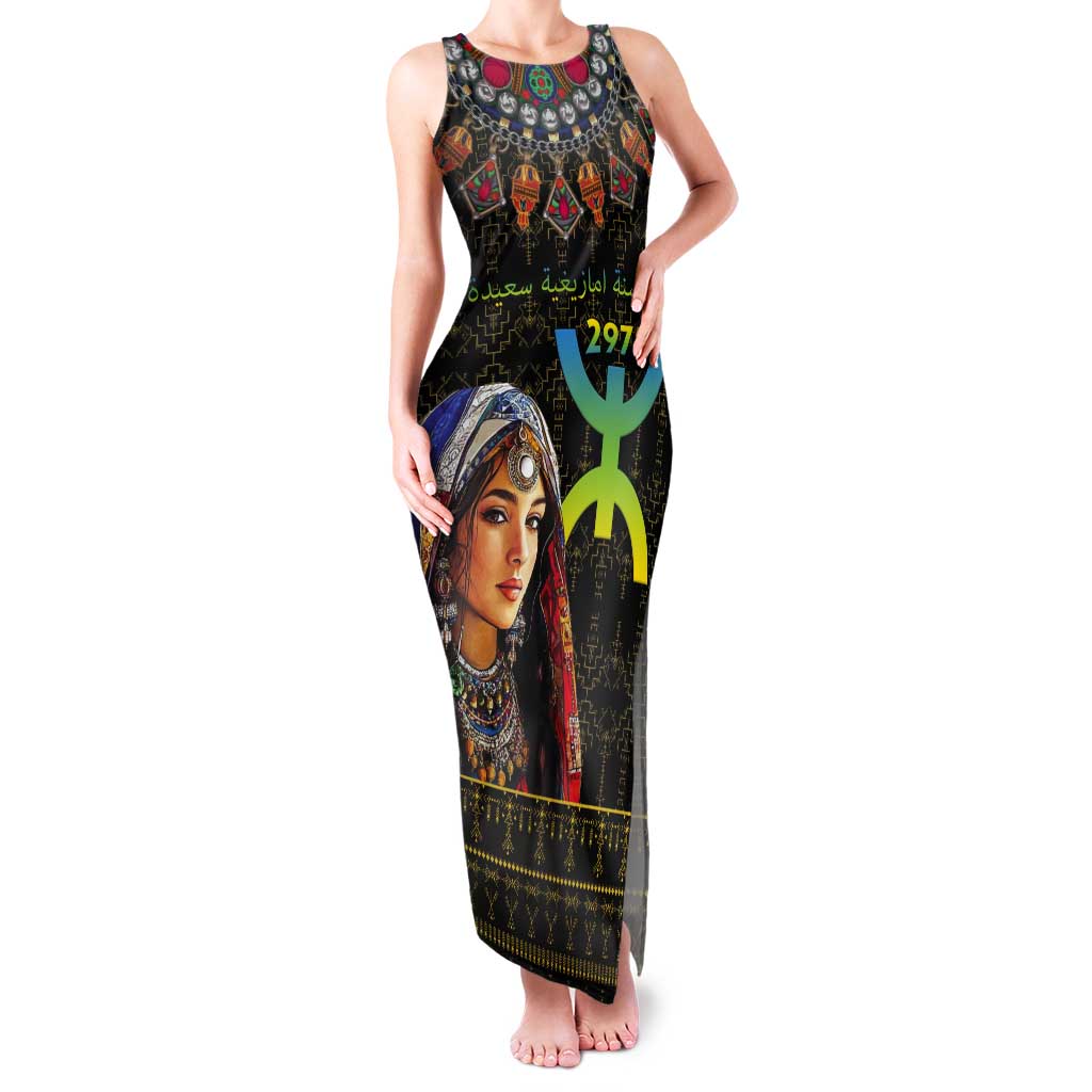 Happy Amazigh New Year Tank Maxi Dress With Women Amazigh - Berber Pattern - Wonder Print Shop