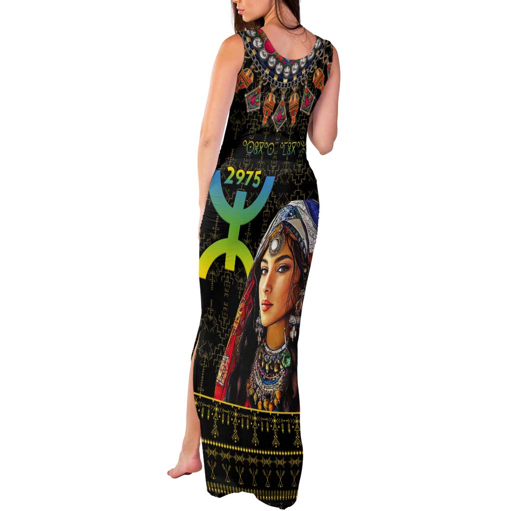 Happy Amazigh New Year Tank Maxi Dress With Women Amazigh - Berber Pattern - Wonder Print Shop