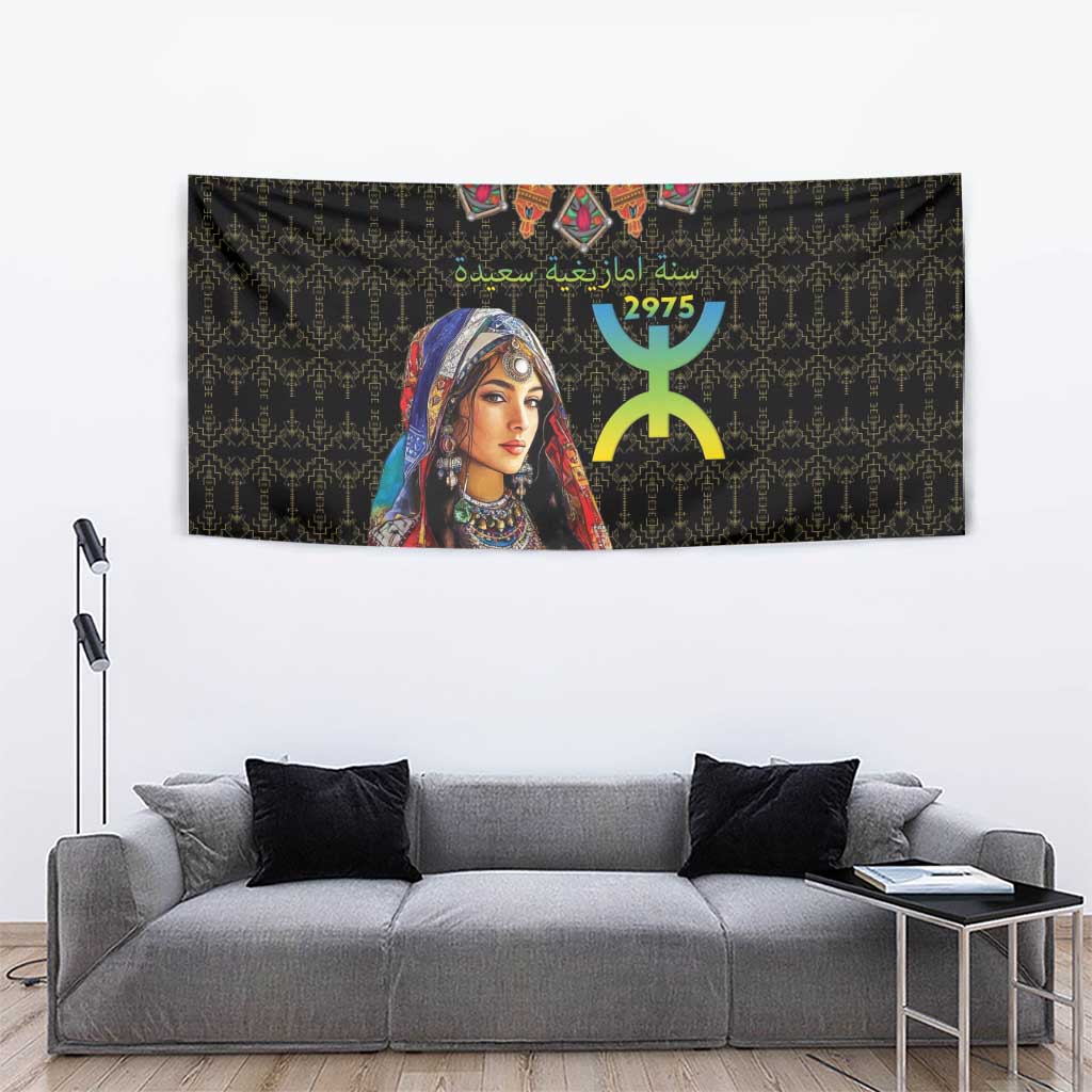 Happy Amazigh New Year Tapestry With Women Amazigh - Berber Pattern - Wonder Print Shop
