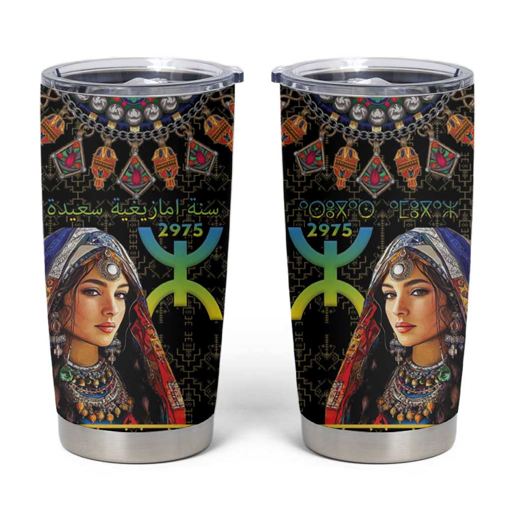 Happy Amazigh New Year Tumbler Cup With Women Amazigh - Berber Pattern - Wonder Print Shop