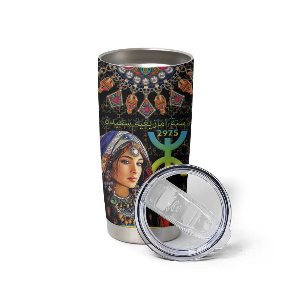Happy Amazigh New Year Tumbler Cup With Women Amazigh - Berber Pattern - Wonder Print Shop