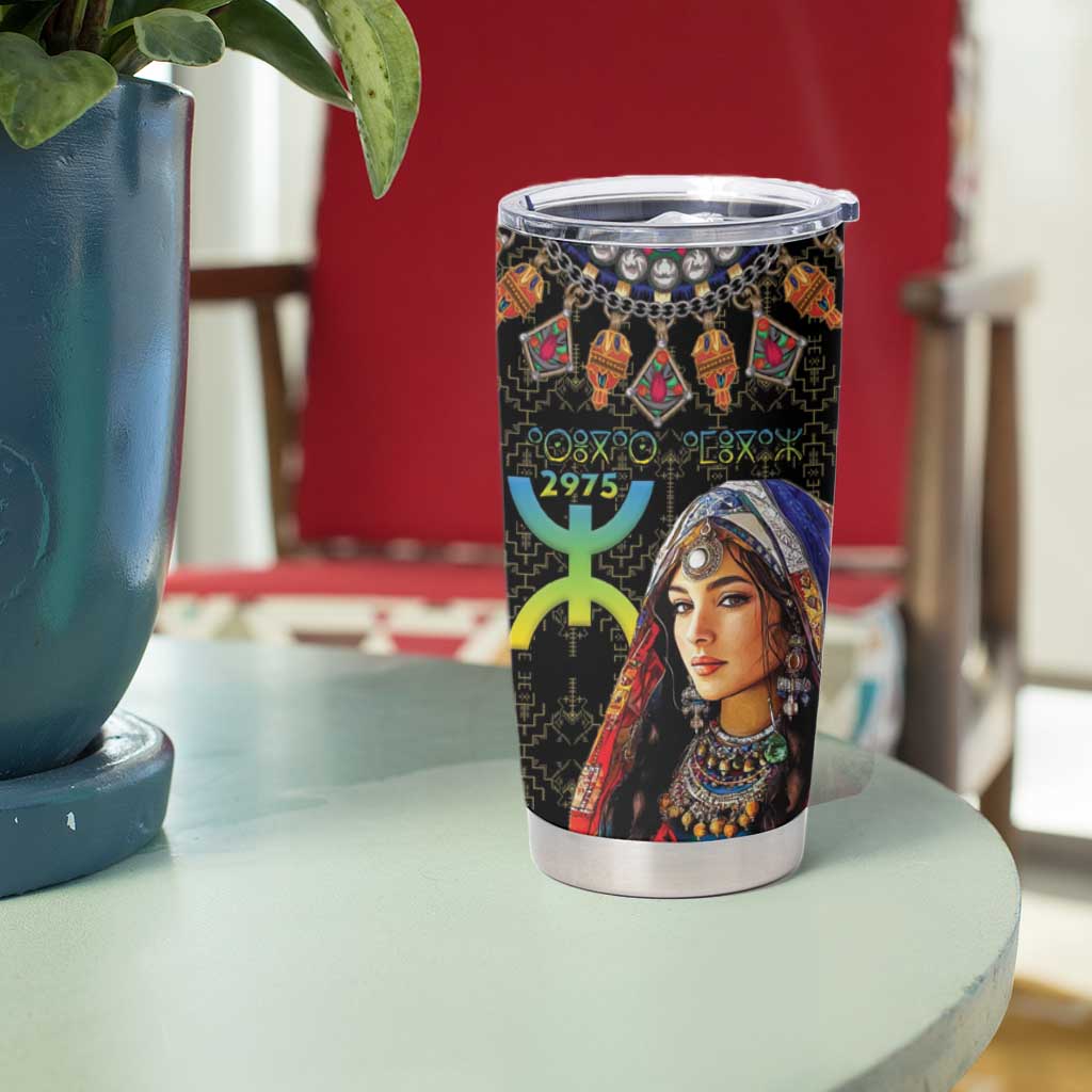 Happy Amazigh New Year Tumbler Cup With Women Amazigh - Berber Pattern - Wonder Print Shop