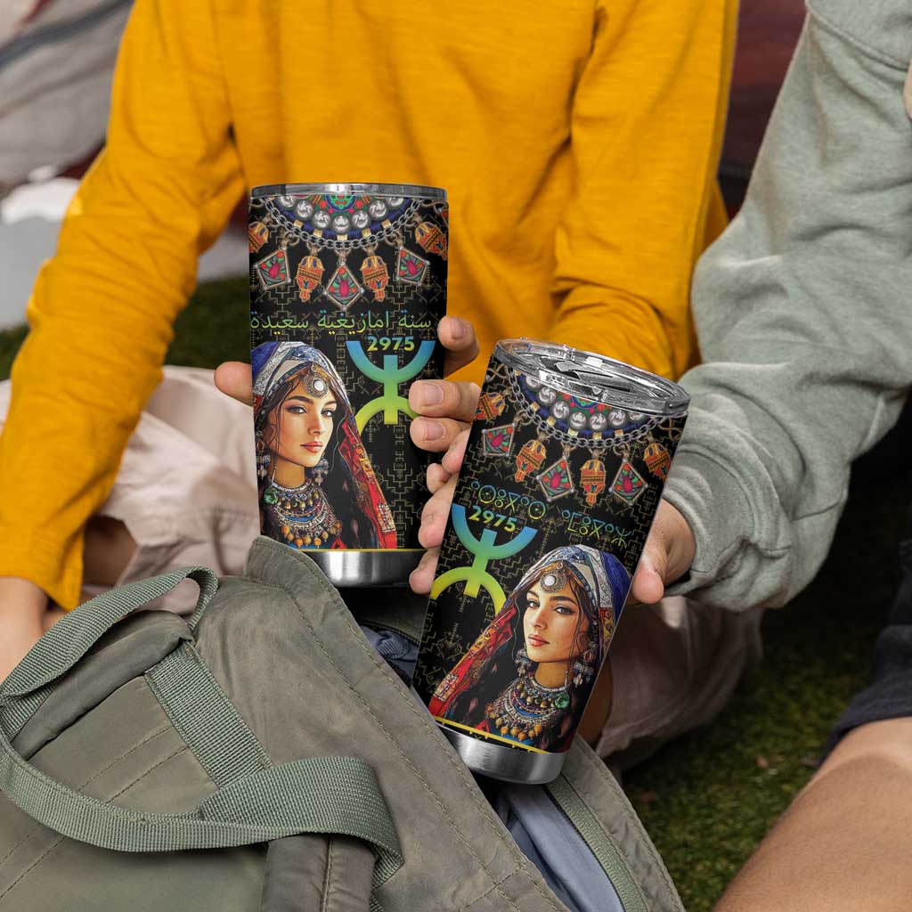 Happy Amazigh New Year Tumbler Cup With Women Amazigh - Berber Pattern - Wonder Print Shop