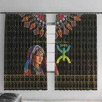 Happy Amazigh New Year Window Curtain With Women Amazigh - Berber Pattern - Wonder Print Shop