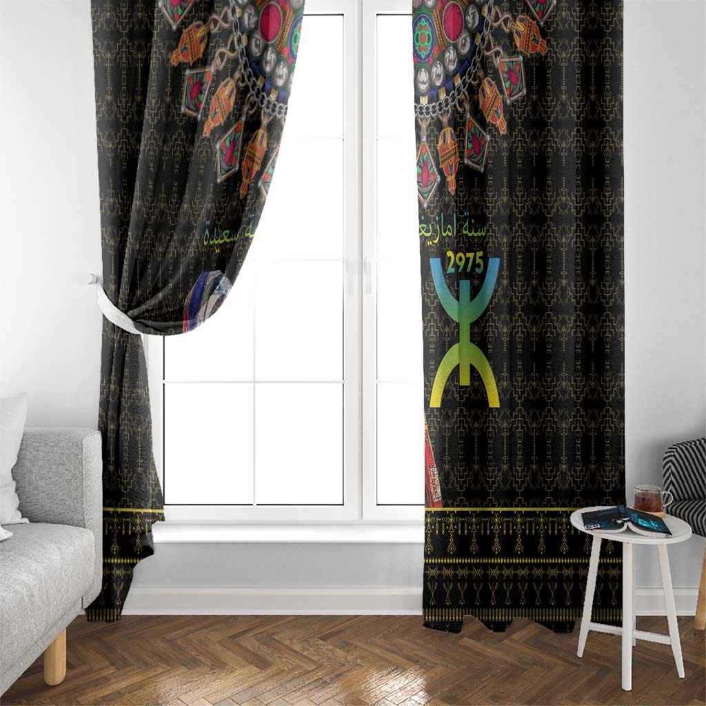 Happy Amazigh New Year Window Curtain With Women Amazigh - Berber Pattern - Wonder Print Shop