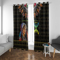 Happy Amazigh New Year Window Curtain With Women Amazigh - Berber Pattern - Wonder Print Shop