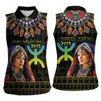Happy Amazigh New Year Women Sleeveless Polo Shirt With Women Amazigh - Berber Pattern - Wonder Print Shop