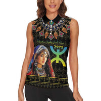 Happy Amazigh New Year Women Sleeveless Polo Shirt With Women Amazigh - Berber Pattern - Wonder Print Shop