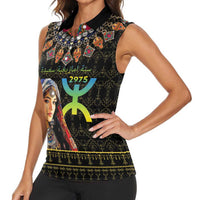 Happy Amazigh New Year Women Sleeveless Polo Shirt With Women Amazigh - Berber Pattern - Wonder Print Shop