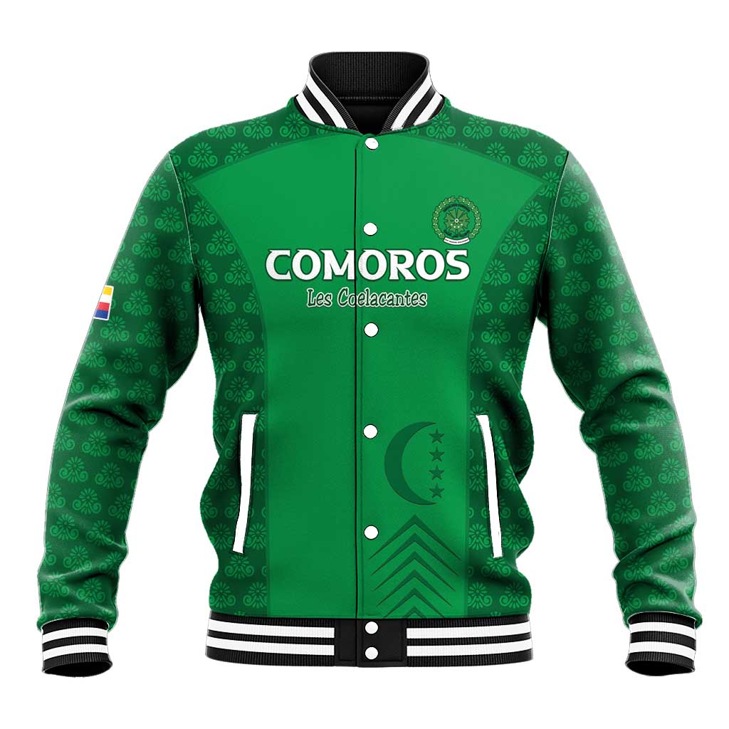 Custom Comoros Football Baseball Jacket Go Champions Green Les Coelacantes - Wonder Print Shop