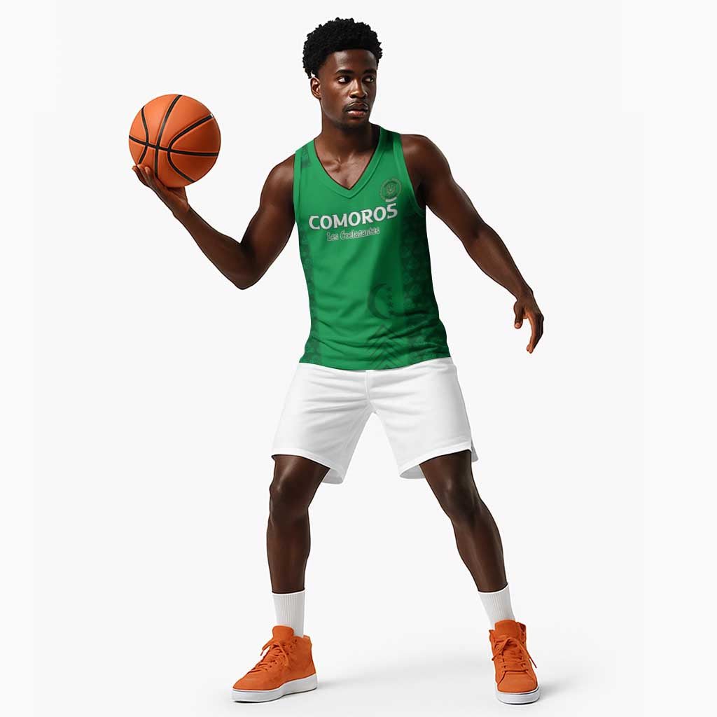 Custom Comoros Football Basketball Jersey Go Champions Green Les Coelacantes - Wonder Print Shop