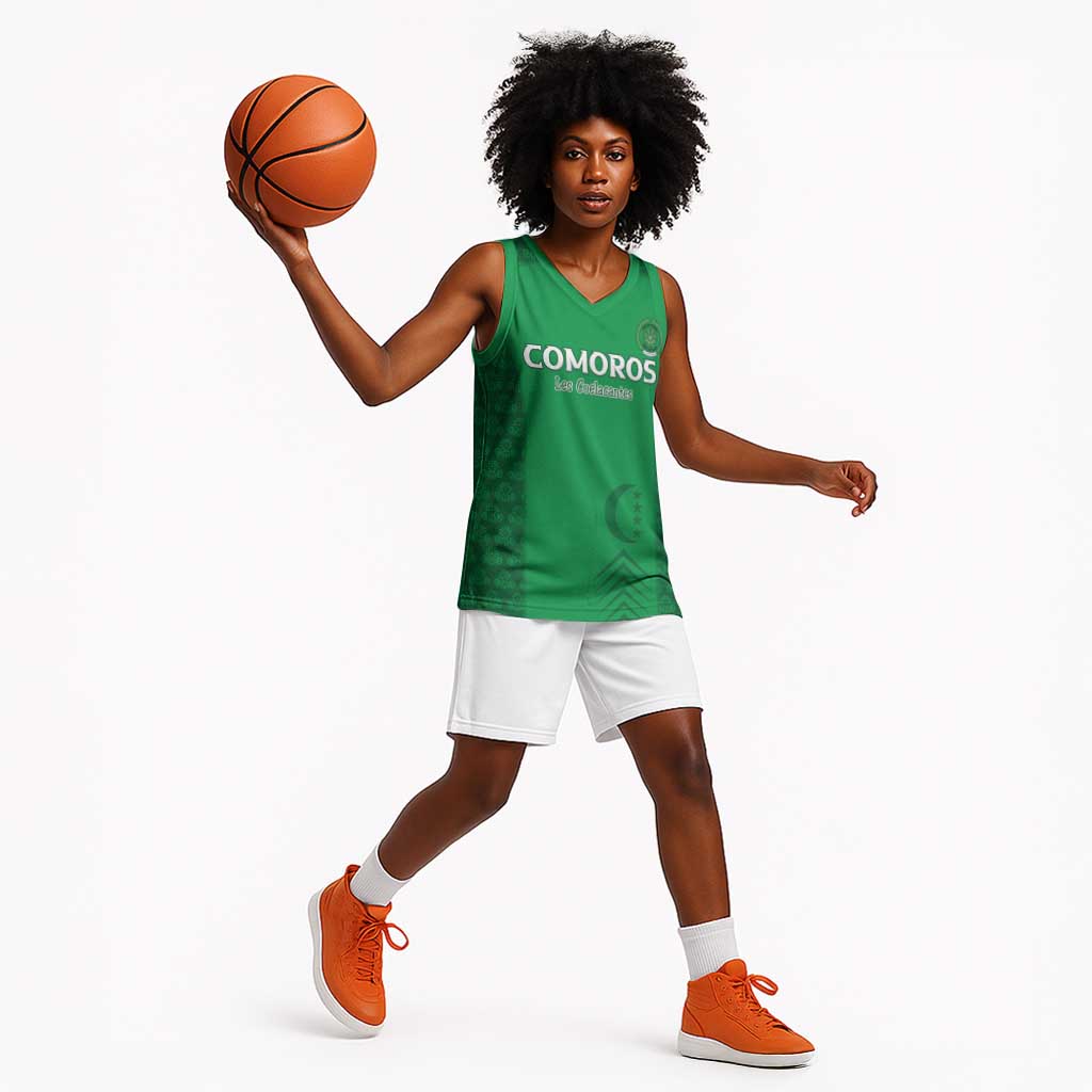 Custom Comoros Football Basketball Jersey Go Champions Green Les Coelacantes - Wonder Print Shop