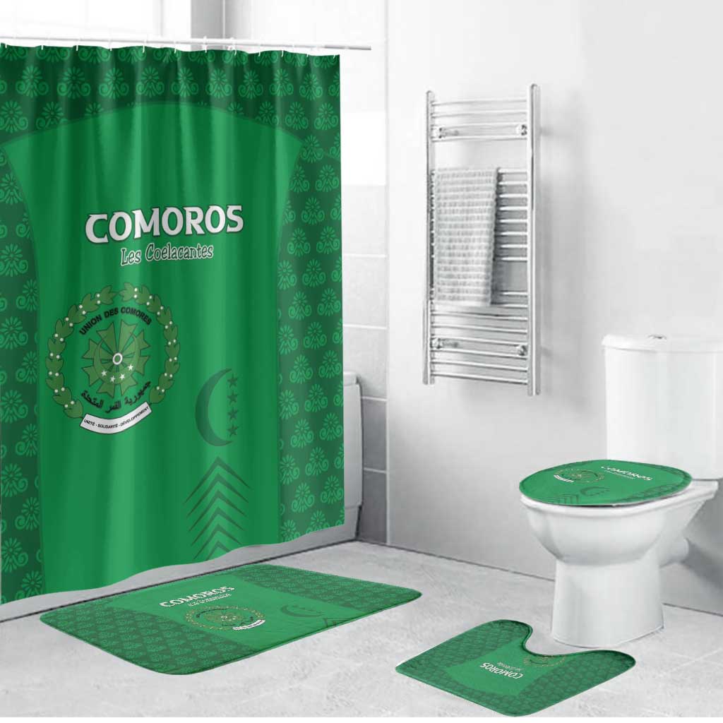 Comoros Football Bathroom Set Go Champions Green Les Coelacantes - Wonder Print Shop