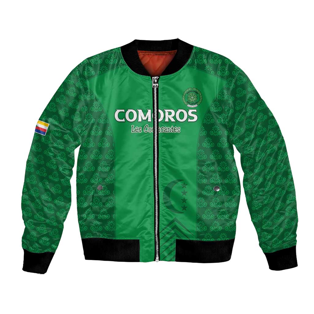 Custom Comoros Football Bomber Jacket Go Champions Green Les Coelacantes - Wonder Print Shop